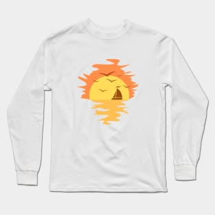 Sunset and Boat Long Sleeve T-Shirt